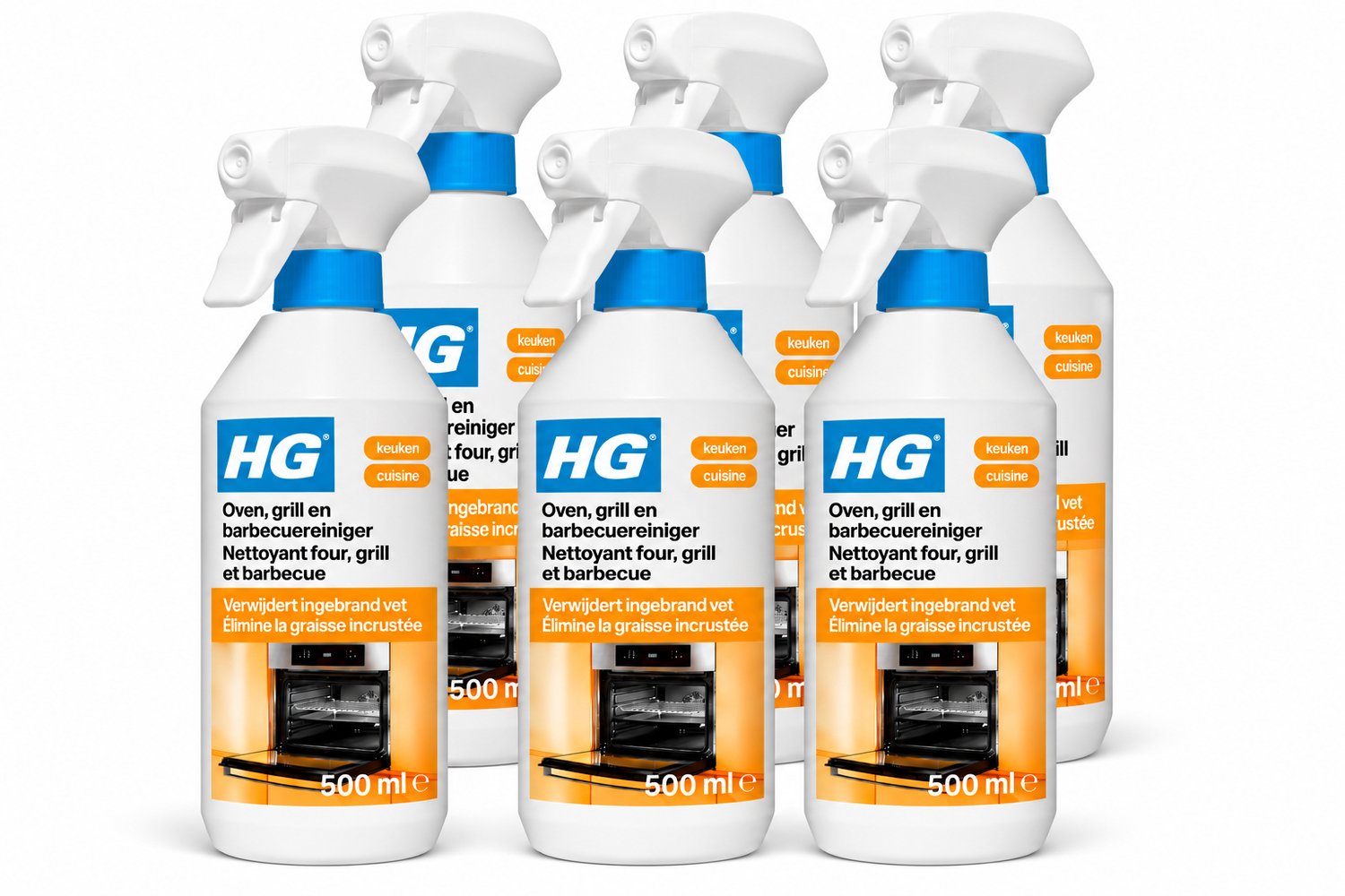 HG Oven, Grill en Barbecuereiniger 500 ml - Verwijdert Ingebrand Vet 6 x 500 ml