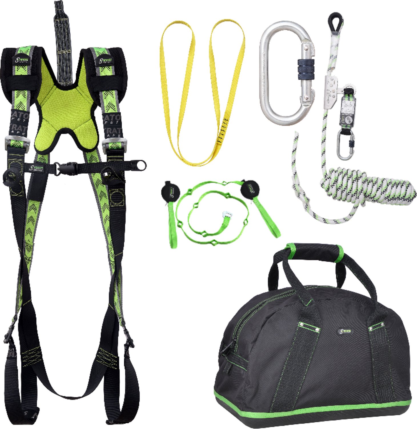Kratos complete set valbeveiliging standaard - Veiligheidslijn - Ankerstrop - Trauma riem - Extra karabijnhaak - Maat S-L