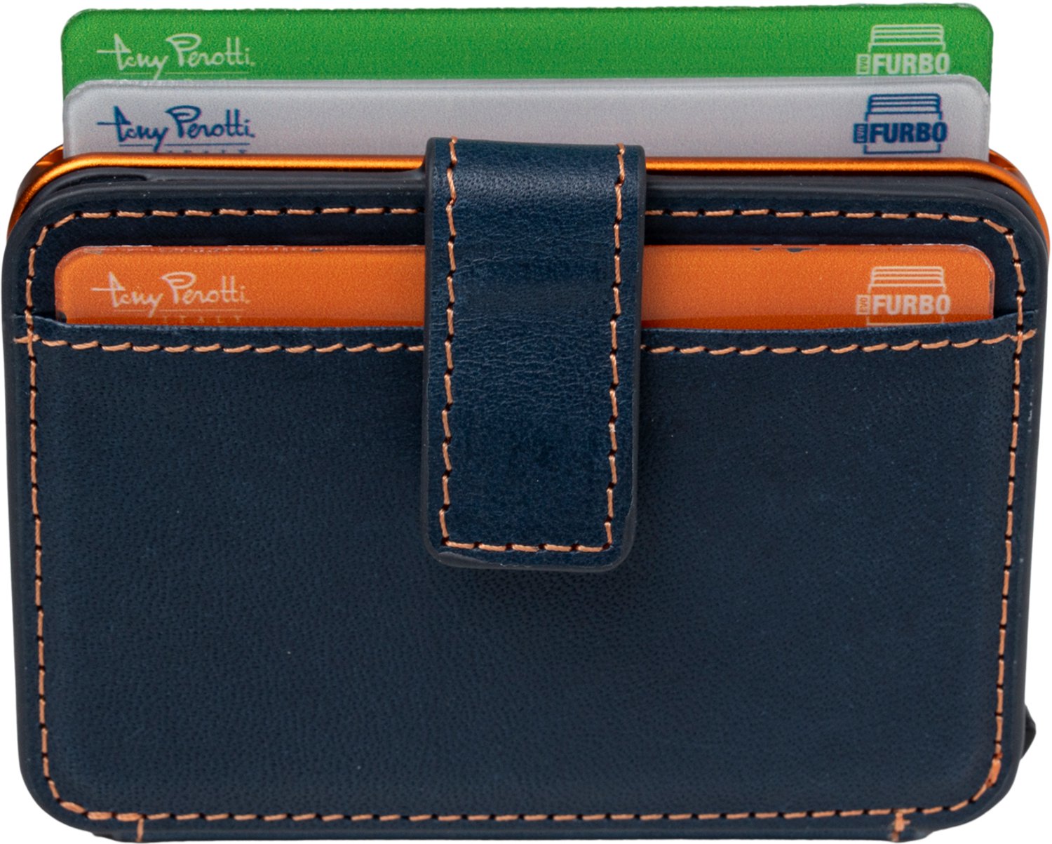 Tony Perotti EVO leren Pasjeshouder RFID MagSafe met Find Me - Blauw
