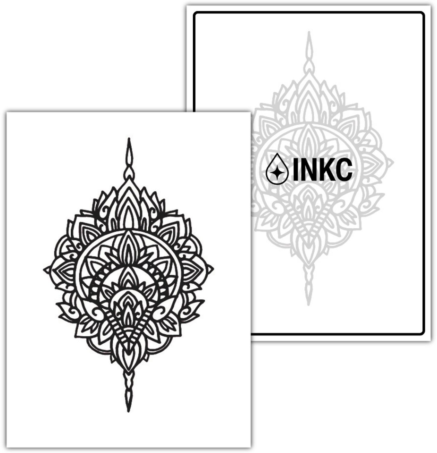 INKC - Tijdelijke Tattoo - Lotus Mandala - Nep Tattoo - Plak Tattoos - Blijft tot 2 weken - 8 x 10cm