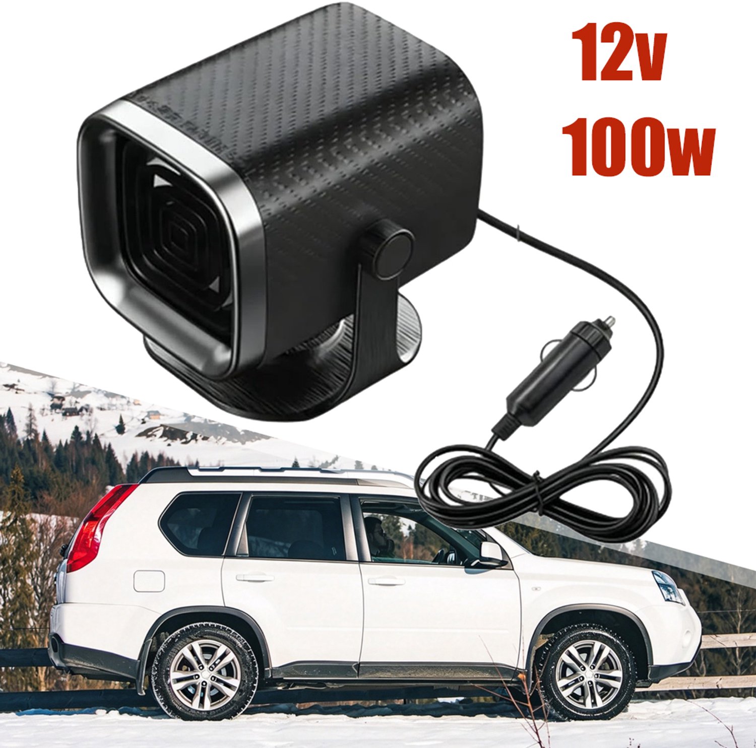 Autoverwarming - Draagbare Autoverwarming 12V 100W - 2-In-1 Verwarmings- En Koelventilator - Voorruitontdooier En -Ontwasemer