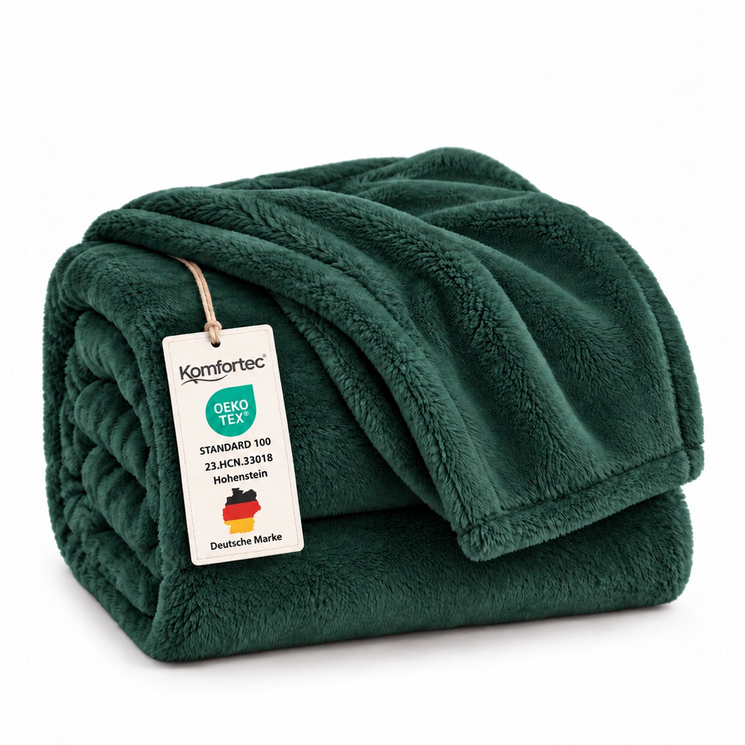 Komfortec Fleece Deken - Met kasjmier gevoel - Plaid - Fleece Plaid - Fleece Dekens - Fleece Deken 130x150 cm – Super Zacht – Donkergroen