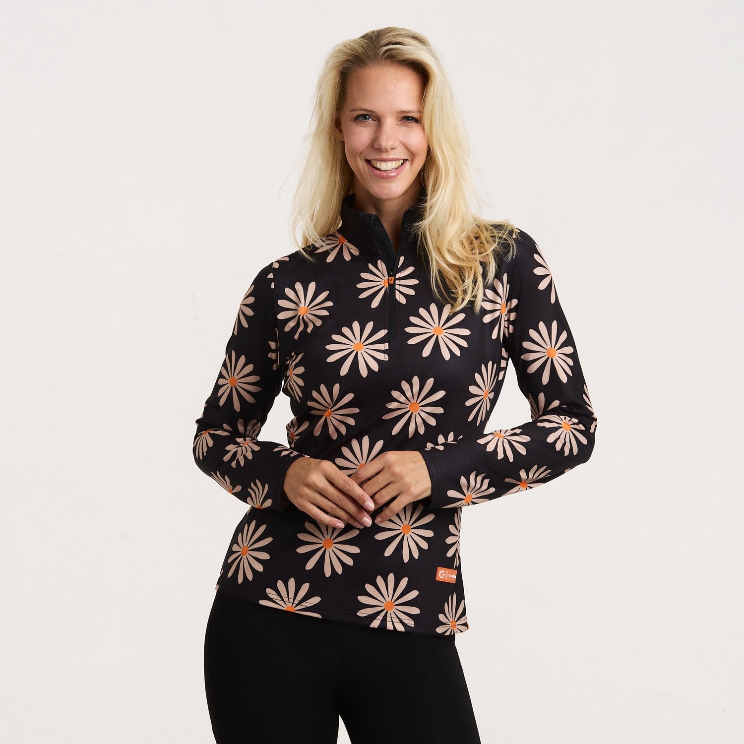 Gareth & Lucas - EVO Skipully Flower - M - 100% Gerecycled Polyester - Dames - Midlayer Sportshirt - Wintersport