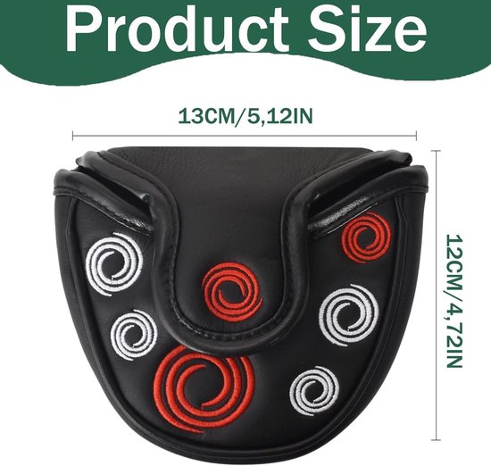 Golf Putter Hoofdbescherming, Magnetische Putter Cover, Draagbare PU Leren Bescherming voor Golfclubs, Eenvoudig te Installeren en Te Gebruiken, Zwart — afbeelding 2
