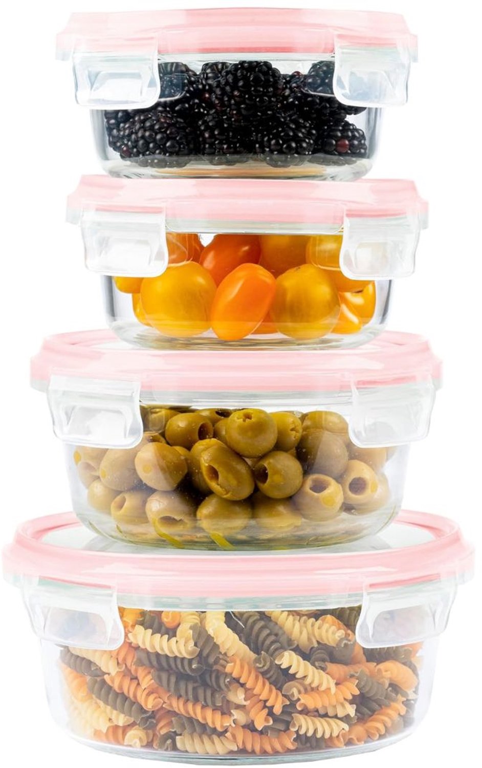 DailySupplies® Glazen Vershoudbakjes - Glazen Opbergbakjes - Met Deksel - Roze
