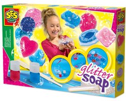 SES Creative Zeepjes Gieten met Glitter en Gietvormen - Voor Meisjes vanaf 7 Jaar - Experimenteerset - Zeep Maken - Schoencadeautjes Sinterklaas