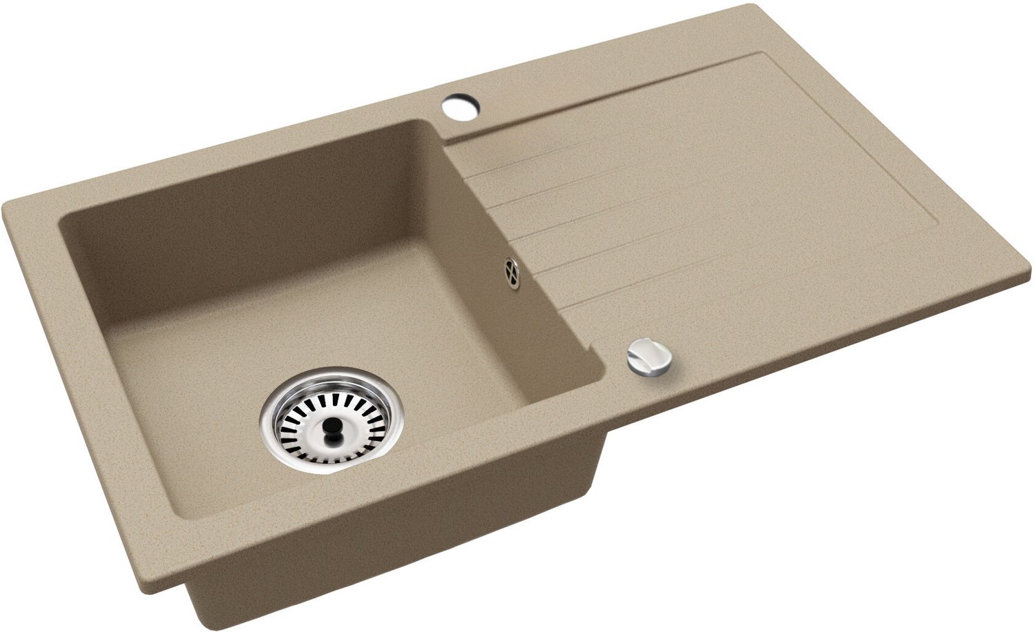 Faizee Home Alisha Granieten Spoelbak 75 × 44 cm – Keuken Spoelbak van Kwartscomposiet – Omkeerbaar – Inclusief Afvoer Beige