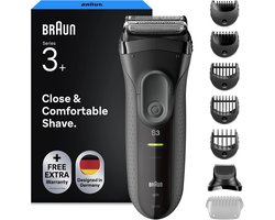 Braun Series 3+ 3000BT - Elektrisch Scheerapparaat voor mannen - 3 Flexibele Scheerbladen - Baardtrimmer Opzetstuk