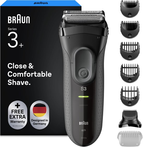 Braun Series 3+ 3000BT - Elektrisch Scheerapparaat voor mannen - 3 Flexibele Scheerbladen - Baardtrimmer Opzetstuk thumbnail 2