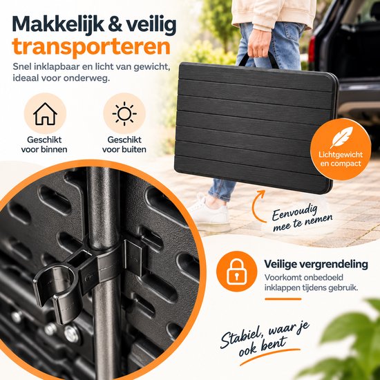 Rijoka Klaptafel Plooitafel - campingtafel houtlook - 6 tot 8 personen - 70x180cm van Merkloos — afbeelding 3