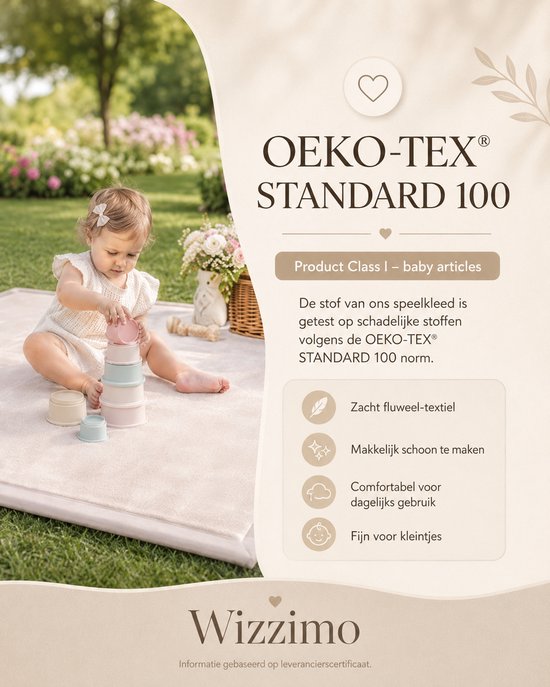 Wizzimo® Baby speelkleed - 180x200 - Speelkleed kinderen - Extra dik traagschuim 3 cm - Sand Beige - Anti slip — afbeelding 5
