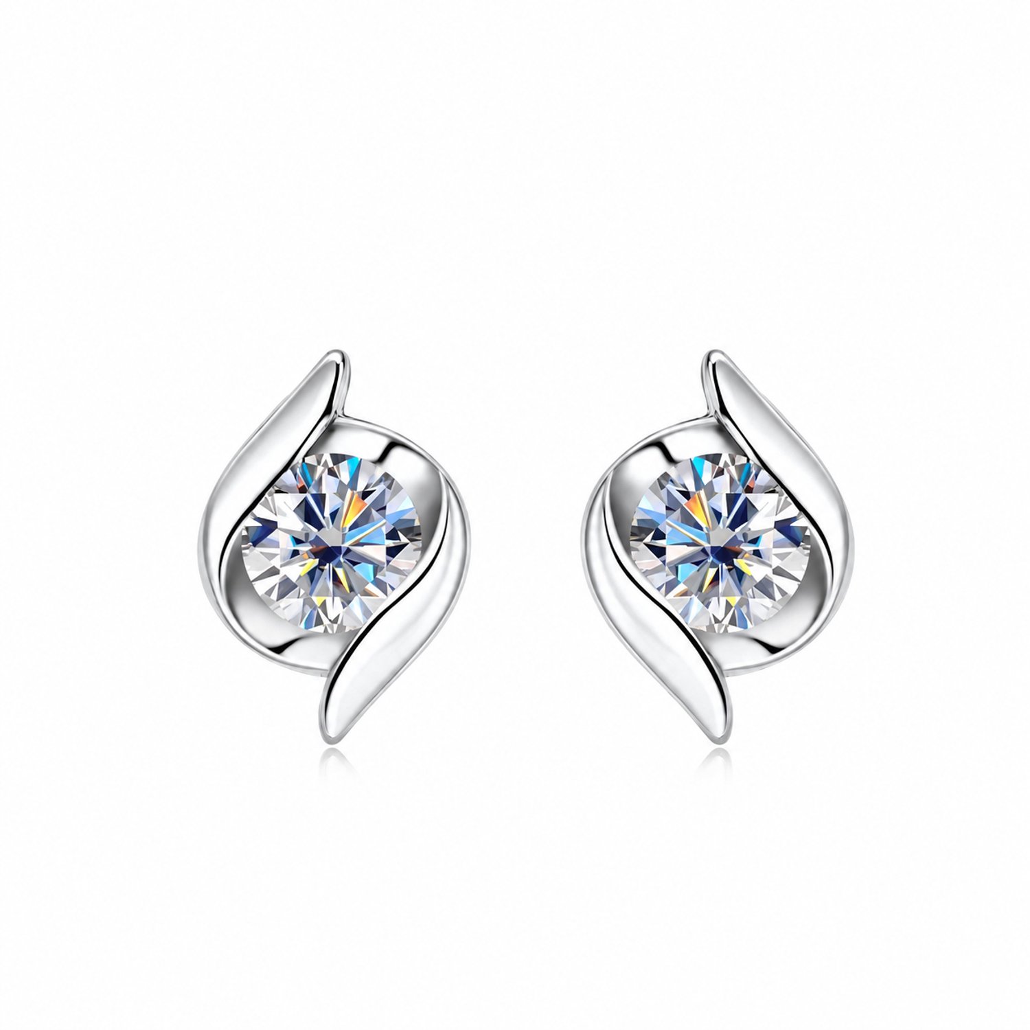Selevie Oorbellen Witgoud met Moissanite – 1 ct totaal – VVS1 Color D - Oorknopjes Twist - Earrings diamond look