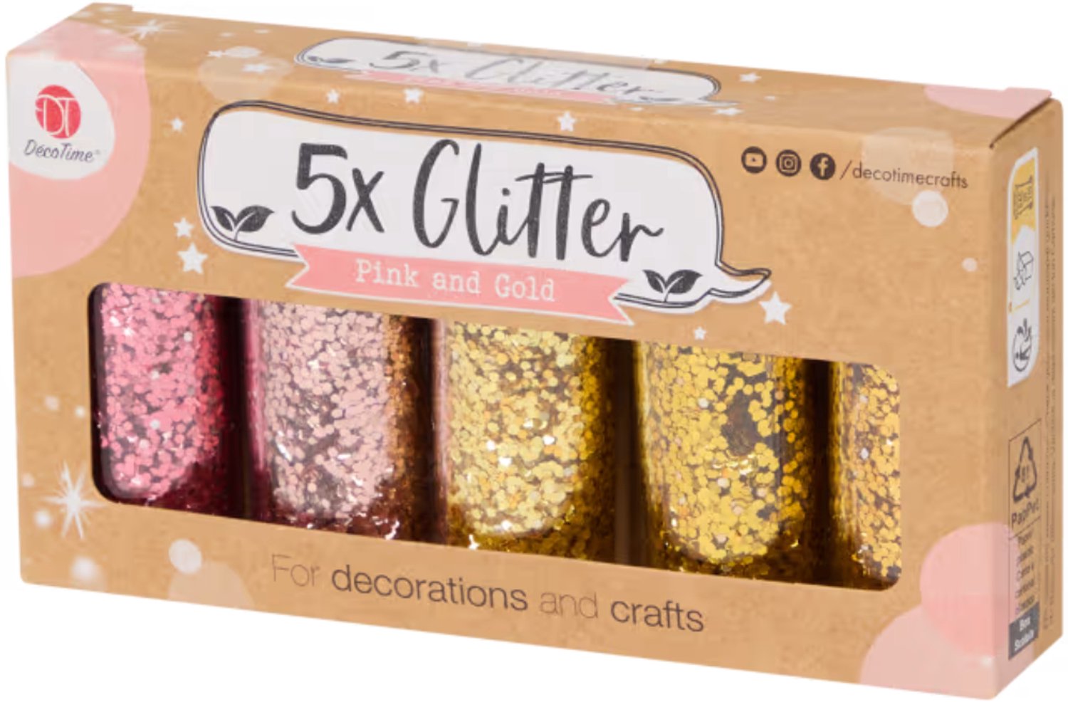 DécoTime glitterbuisjes 5 stuks - Kerst - Glitters - Knutselen