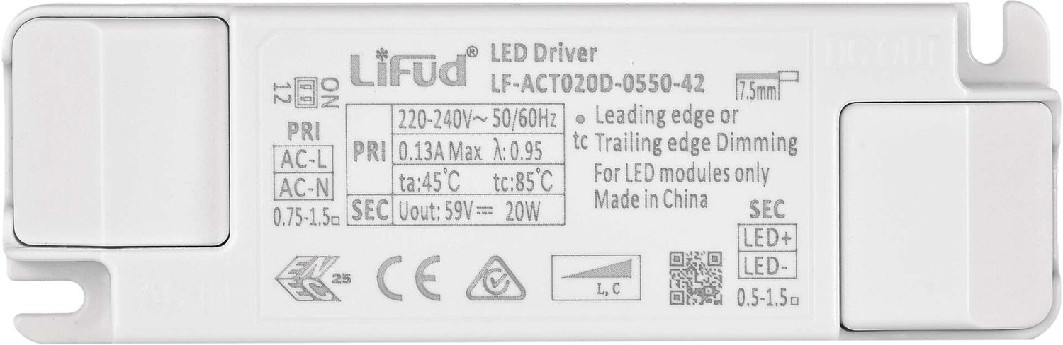 EMOS Triac-dimbare driver voor LED-armaturen 550 mA 20 W, ZZ2055T