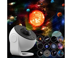 Planetarium-projector voor de slaapkamer, 13-in-1 sterren- en sterrenstelselprojector, nevel-nachtlamp met timer, LED-ruimtelamp voor kamerdecoratie (geschikt voor volwassenen en kinderen), wit