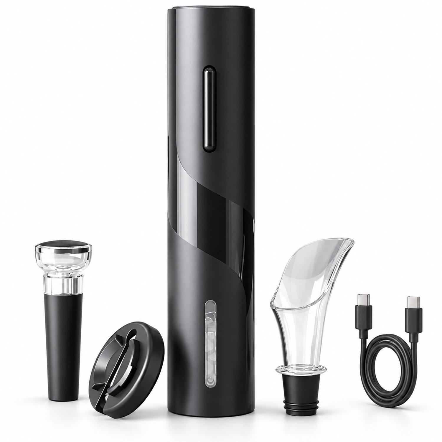 Elektrische Kurkentrekker - Wijnopener Oplaadbaar via USB-C - Kurkentrekker Elektrisch met Foliesnijder en Vacuümstopper