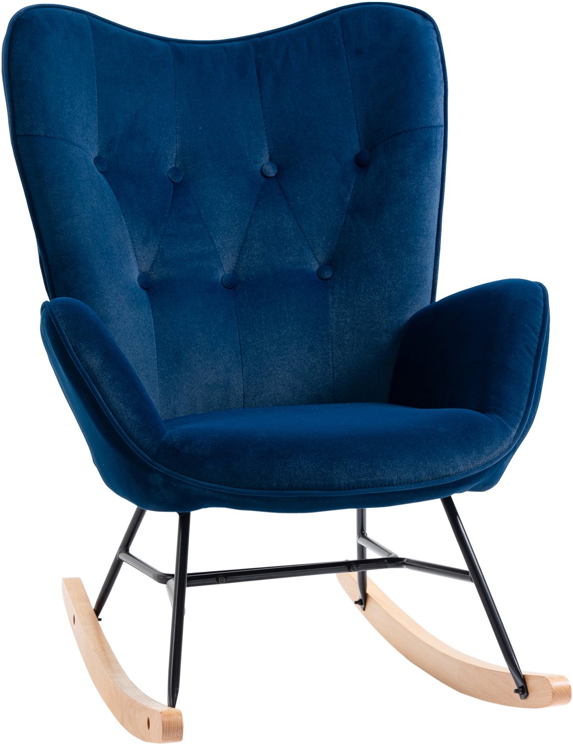 HOMCOM Schommelstoel - Fluweel (100% polyester) - 65x70x96cm - Blauw