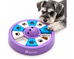 Kaiyaya - 1 stuk hondenspeelgoed - interactief hondenspeelgoed - hondenpuzzel slow food bak - met belletje - voor honden - paars-blauw, rond