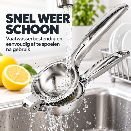 Montzys® Citroenpers RVS - Handmatig te Bedienen Citruspers, Limoenpers & Fruitpers - Pers voor Citroen & Limoen - Vaatwasserbestendig Keukengerei van Montzys — afbeelding 2