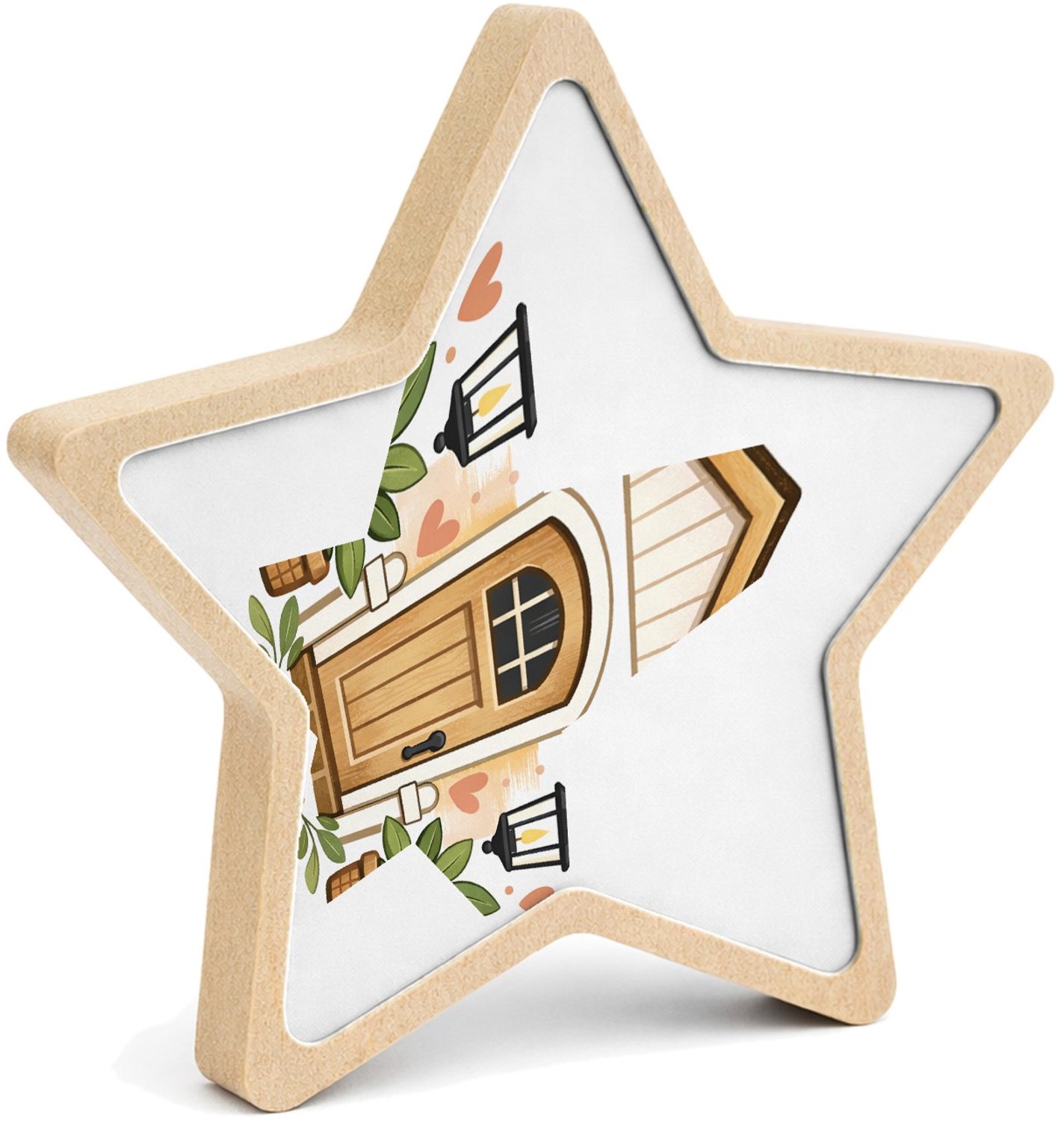 Mr Cadeautjes MDF fotolijst ster 14 x 13,5 - design Familie-entree met speelse botanische omlijsting | cadeau Wit
