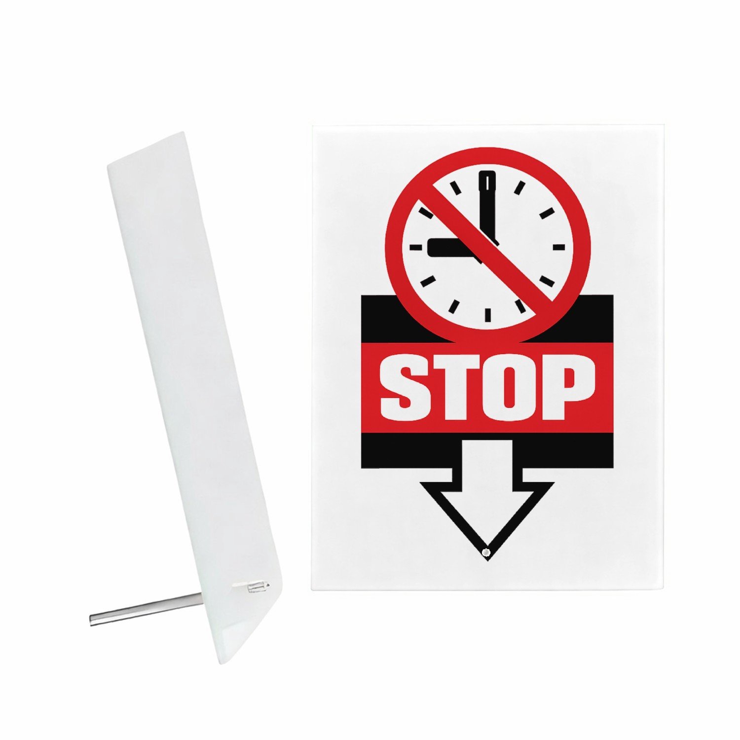 Mr Cadeautjes Glazen fotopaneel Feestelijk verbodsbord met sportieve of schoolse twist - 15 x 20 cm, staand - glas, decoratie, wanddecoratie | cadeau Wit