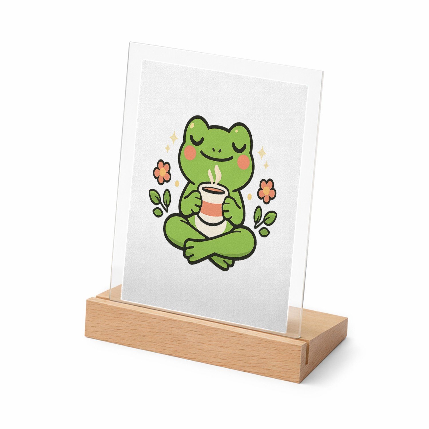 Mr Cadeautjes Glasframe met vaste tekst - design Rustige diermeditatie met een onverwacht grappig zelfzorgmom | cadeau Wit