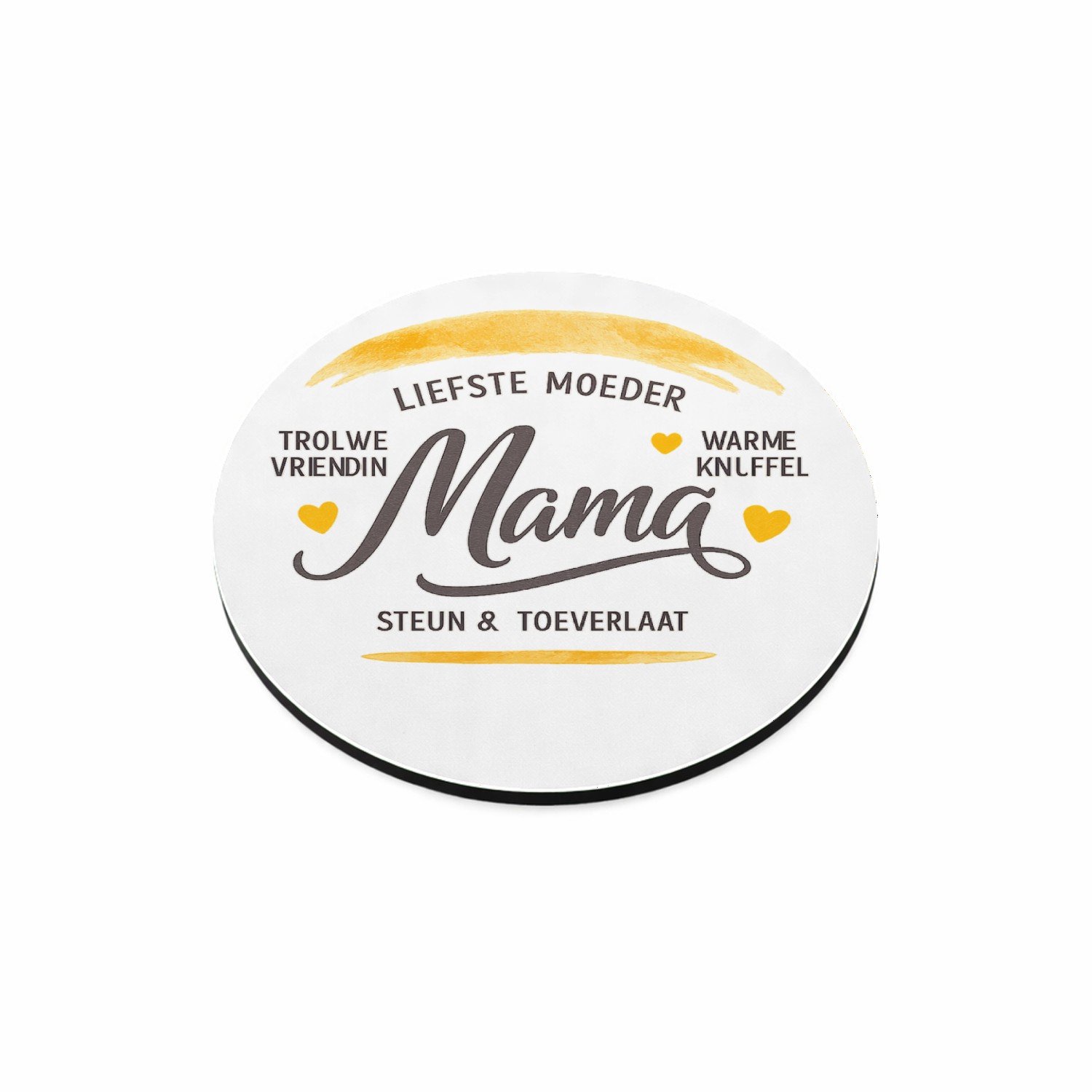 Mr Cadeautjes MDF magnetische fotolijst rond Ø 9,5 - design Een warme, persoonlijke typografische print met een opvallen | cadeau Wit