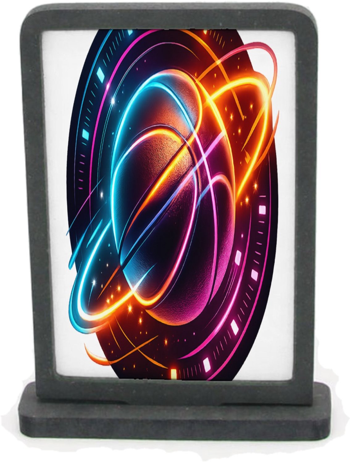 Mr Cadeautjes Houten fotolijst rechthoek met MDF inleg - design Neon sportenergie met een dynamisch object in het midden | cadeau Wit