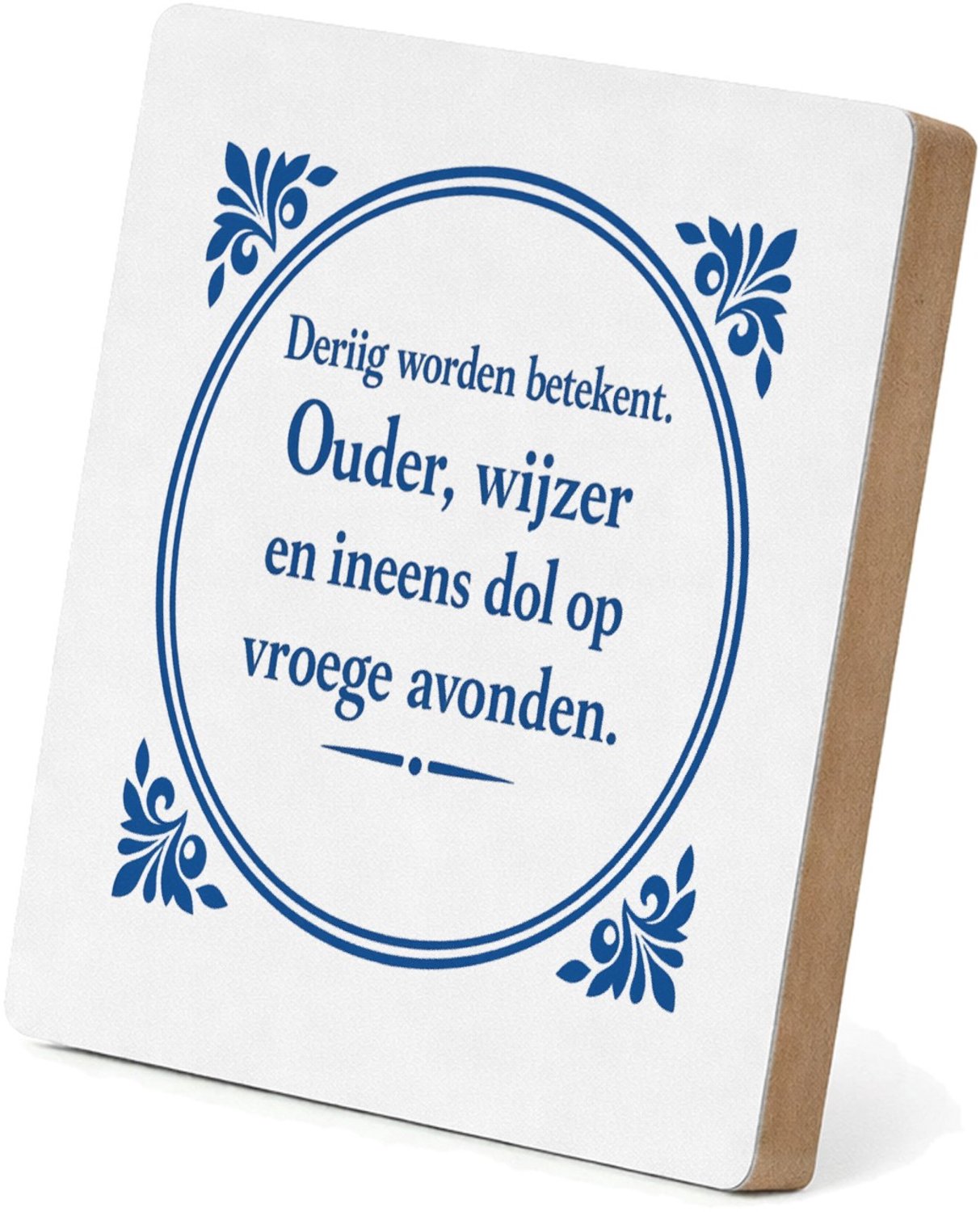 Mr Cadeautjes MDF staande fotolijst 15,2 x 15,2 - design Klassieke tegelvorm met speelse, brutale quote rond een nieu | cadeau Wit