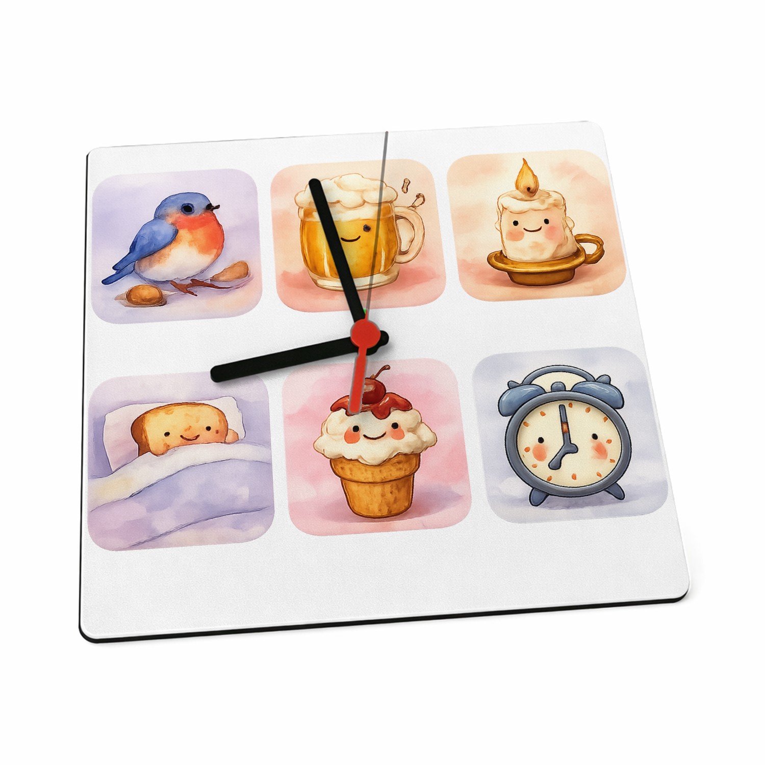 Mr Cadeautjes Klok 19 x 19 - design Huiselijke comfort-scène met een alledaags object als ‘karak | cadeau Wit