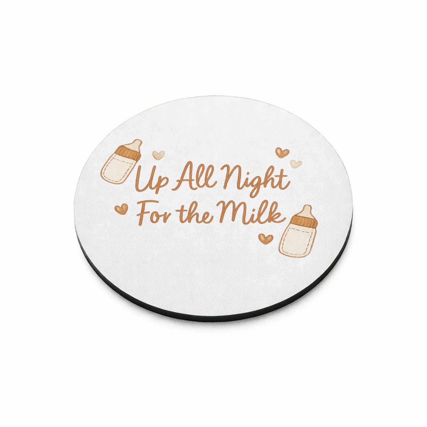 Mr Cadeautjes MDF magnetische fotolijst rond Ø 9,5 - design Een zachte, grappige slogan rond slaapgebrek in een vergelij | cadeau Wit