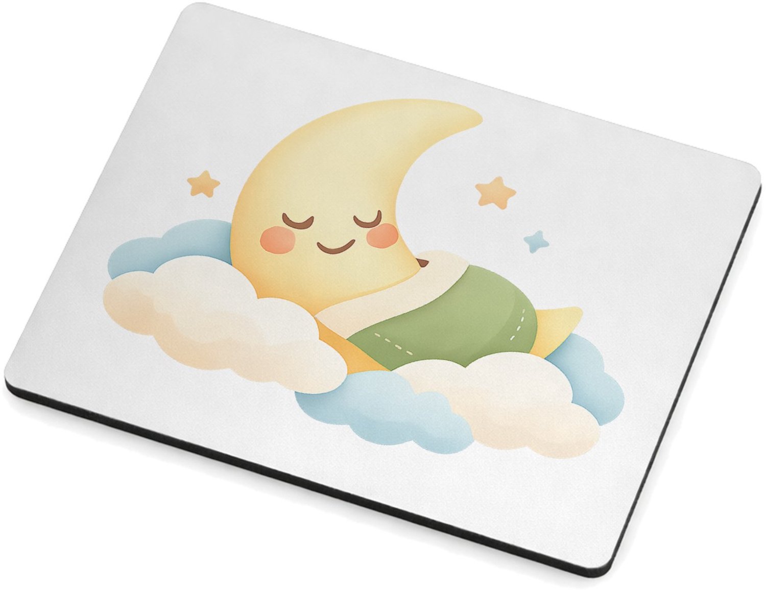 Mr Cadeautjes MDF magnetische fotolijst 9 x 7 - design Een zachte babykamer-sfeer met een slapende maan en wolkjes | cadeau Wit