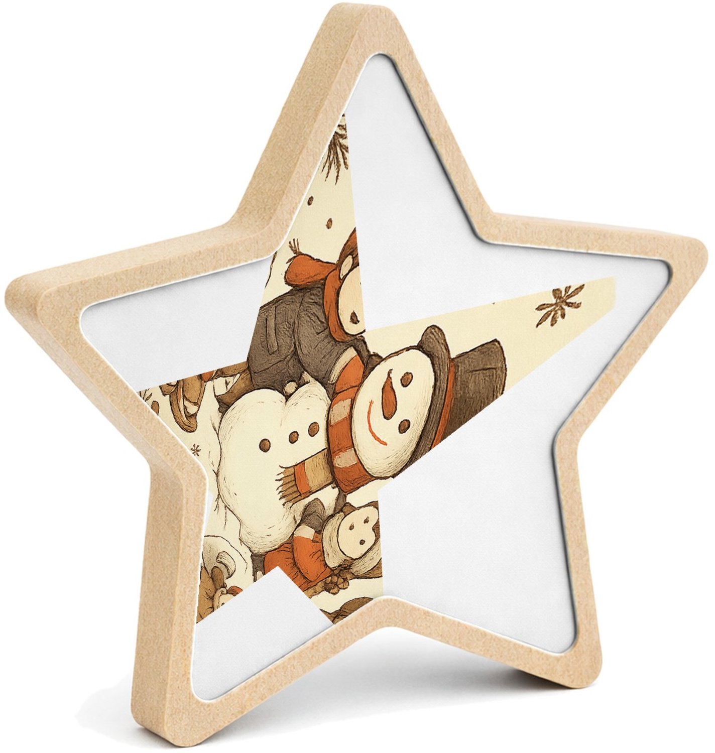 Mr Cadeautjes MDF fotolijst ster 14 x 13,5 - design Een vrolijke all-over herfstwandeling met een dierlijke para | cadeau Wit