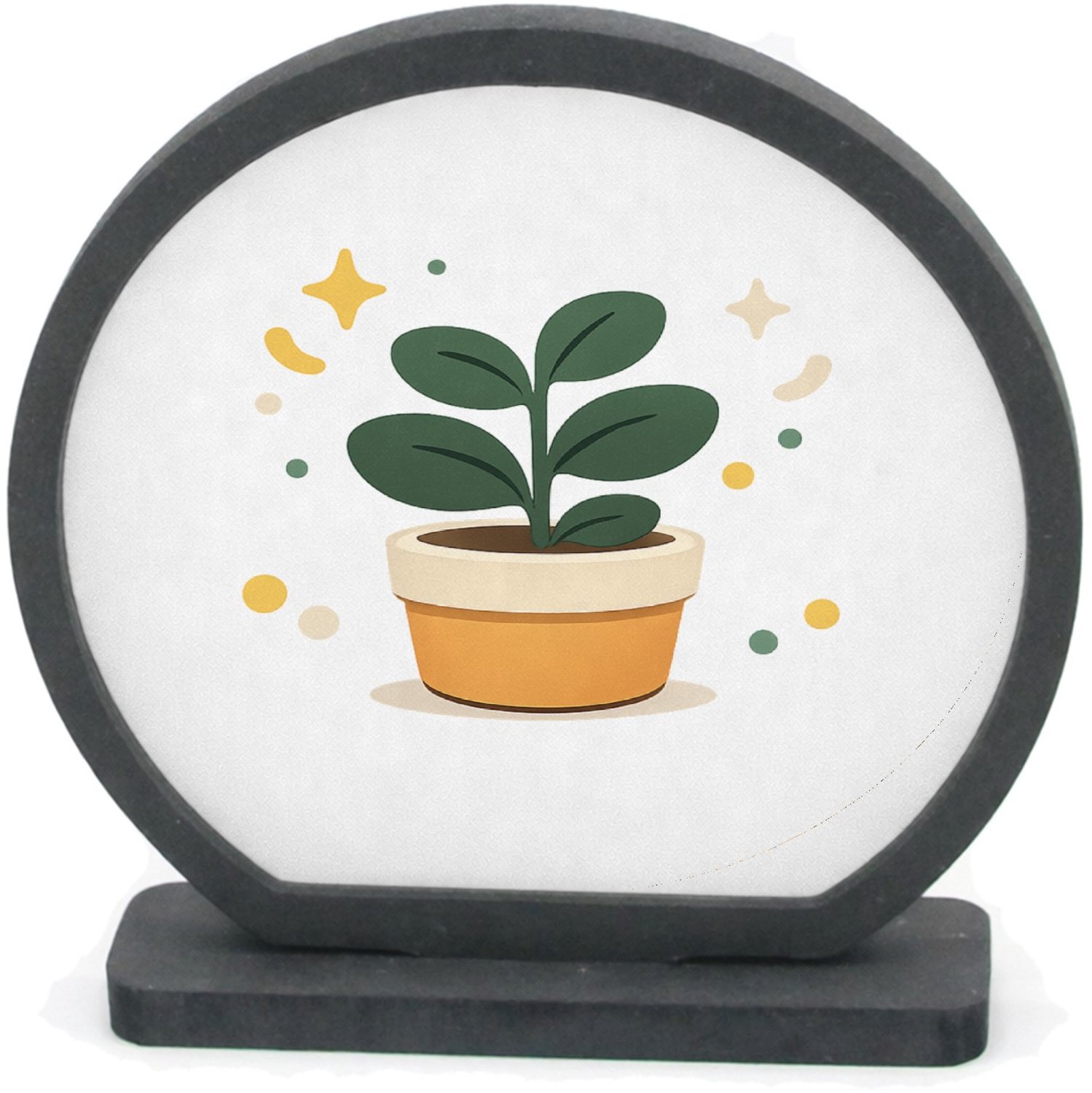 Mr Cadeautjes Houten fotolijst rond met MDF inleg - design Een vrolijke bedankmok met een kleine, centraal geplaatste i | cadeau Wit