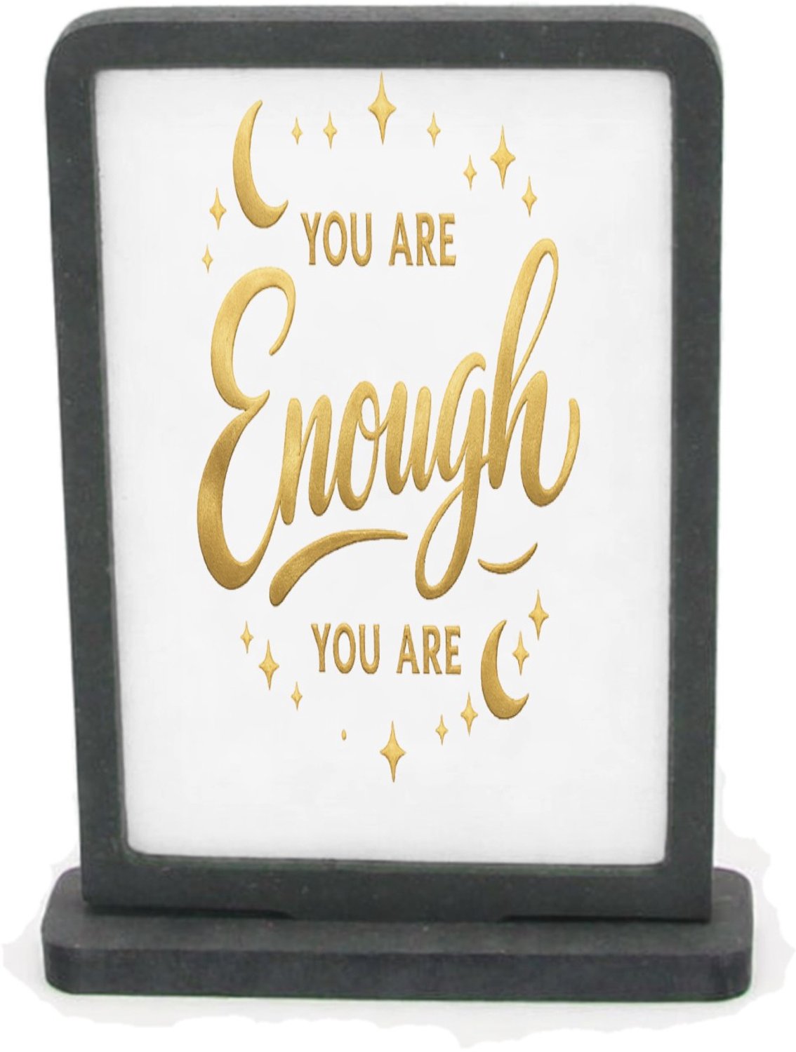 Mr Cadeautjes Houten fotolijst rechthoek met MDF inleg - design Minimalistische affirmatie met sterren en zachte glansaccent | cadeau Wit