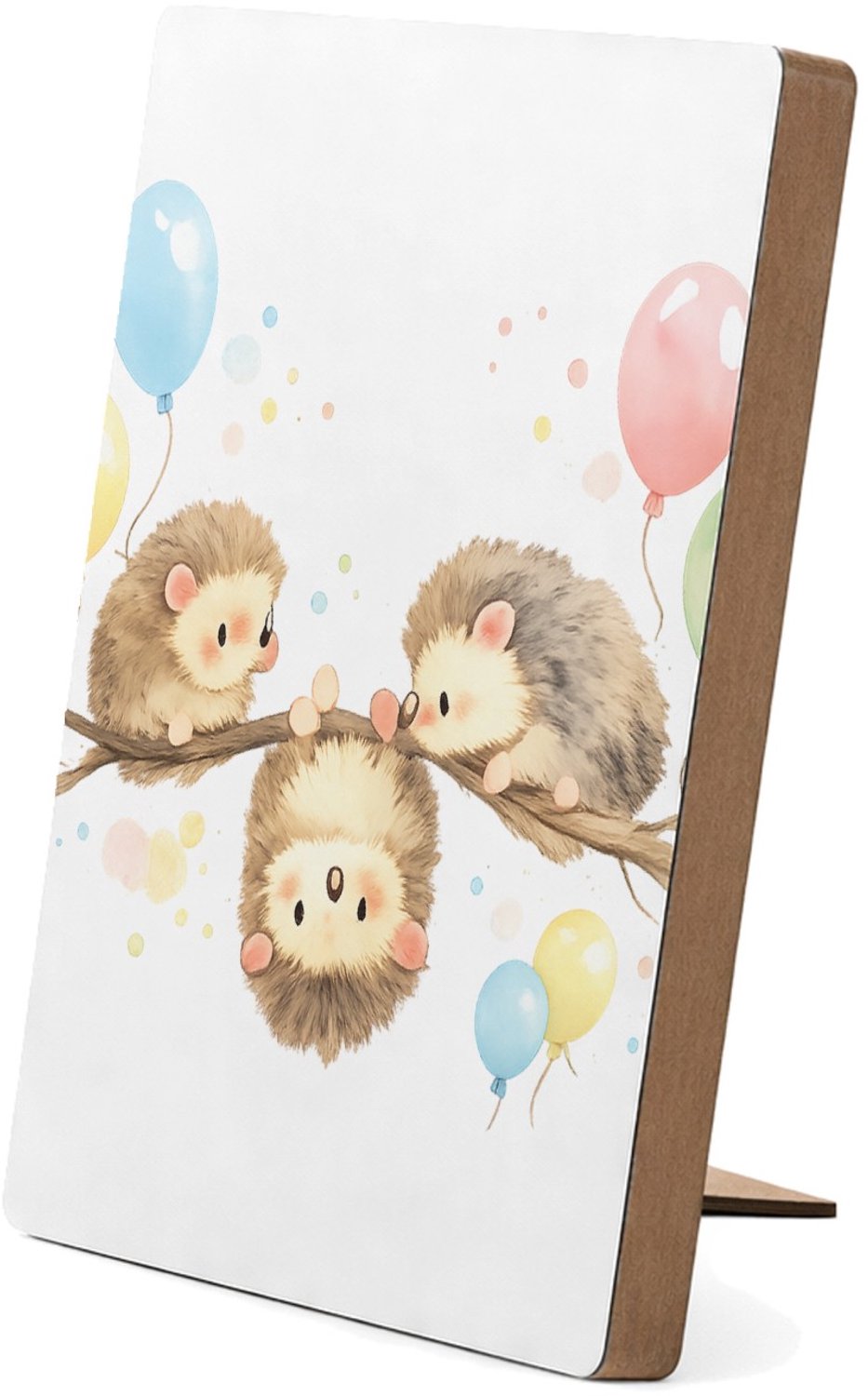 Mr Cadeautjes Glasframe/MDF 12,7 x 17,8 - design Een zachte aquarelillustratie van drie kleine dieren op een | cadeau Wit