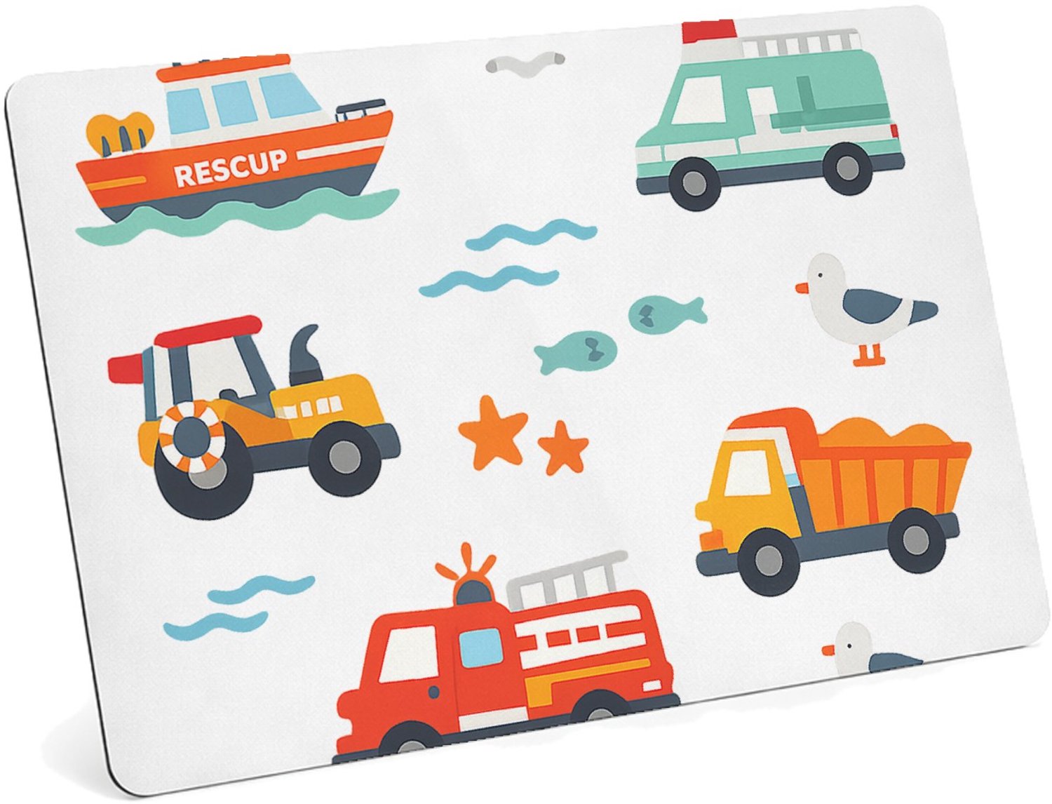 Mr Cadeautjes MDF magnetische fotolijst 28 x 19 - design Reddingsvoertuigen op zee | cadeau Wit