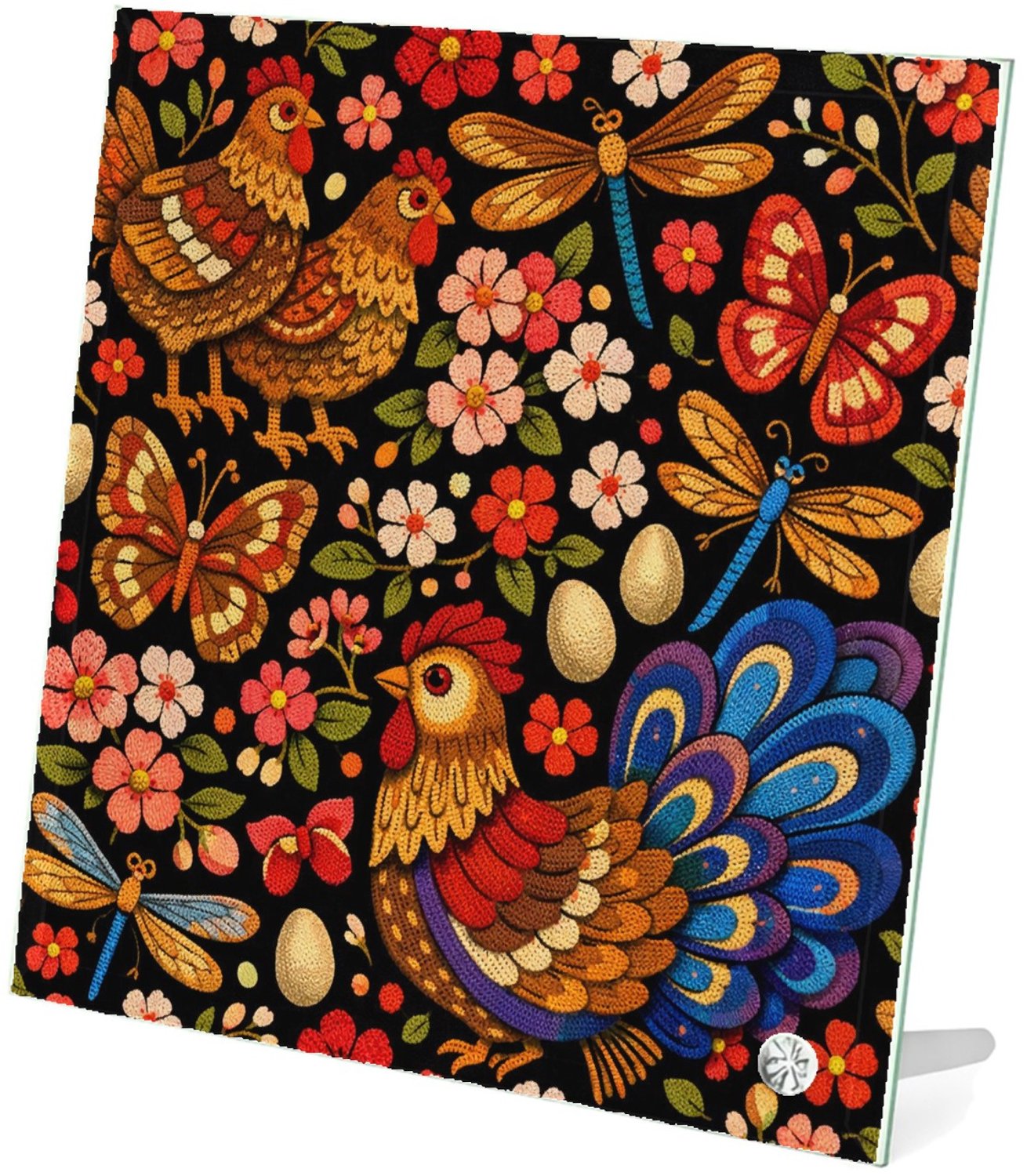 Mr Cadeautjes Glasframe 20 x 20 - design Een tuinpatroon met vlinders, libellen en bloemen in een han | cadeau Wit