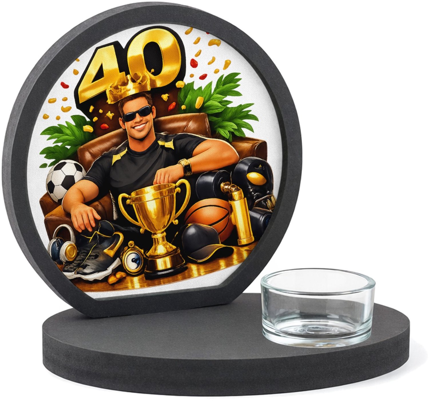 Mr Cadeautjes MDF inleg theelichthouder ~8 cm - design Kampioen van het nieuwe decennium | cadeau Wit