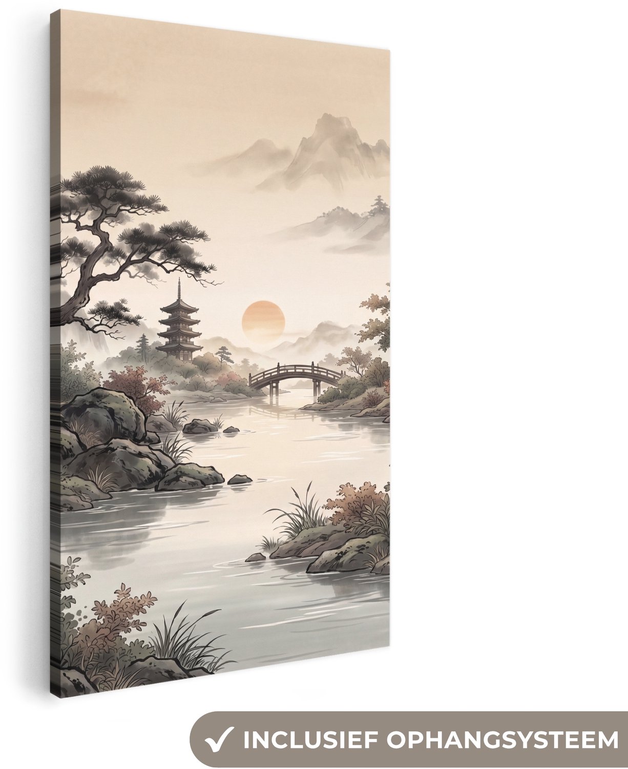 Canvas schilderij 40x80 cm - Exclusieve wanddecoratie Azië - Landschap - Kleurrijk - Muurdecoratie woonkamer - Slaapkamer decoratie - Kamer accessoires - Schilderijen op canvas