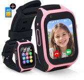 MuffyMouse GPS Horloge Kind incl. Simkaart – Smartwatch Kinderen 4G – Kinder Smartwatch met GPS – GPS Tracker Kind – Belfunctie, Videobellen, SOS & WhatsApp – 2GB+16GB – Roze