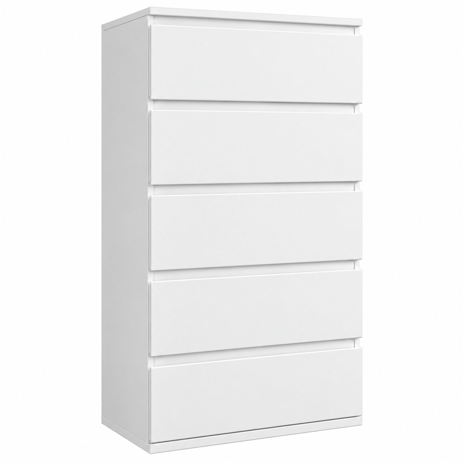 DPLUNIQ Ladekast - Opbergkast - Dressoir - Kast - 5 Lades - 55x33x100cm - Hout - Modern - Multifunctioneel - Antikantel - Wit