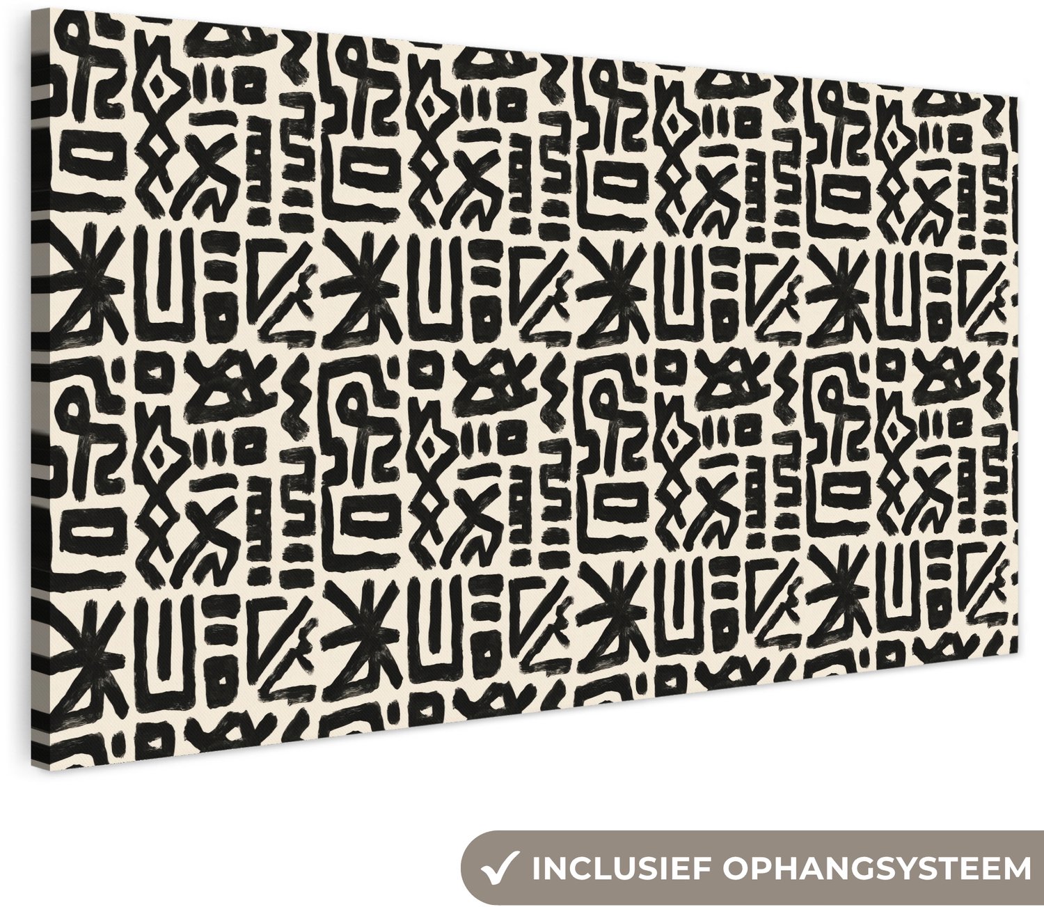 Canvas schilderij 300x140 cm - Exclusieve wanddecoratie Geometrisch - Figuren - Zwart - Muurdecoratie woonkamer - Slaapkamer decoratie - Kamer accessoires - Schilderijen op canvas groot XXL