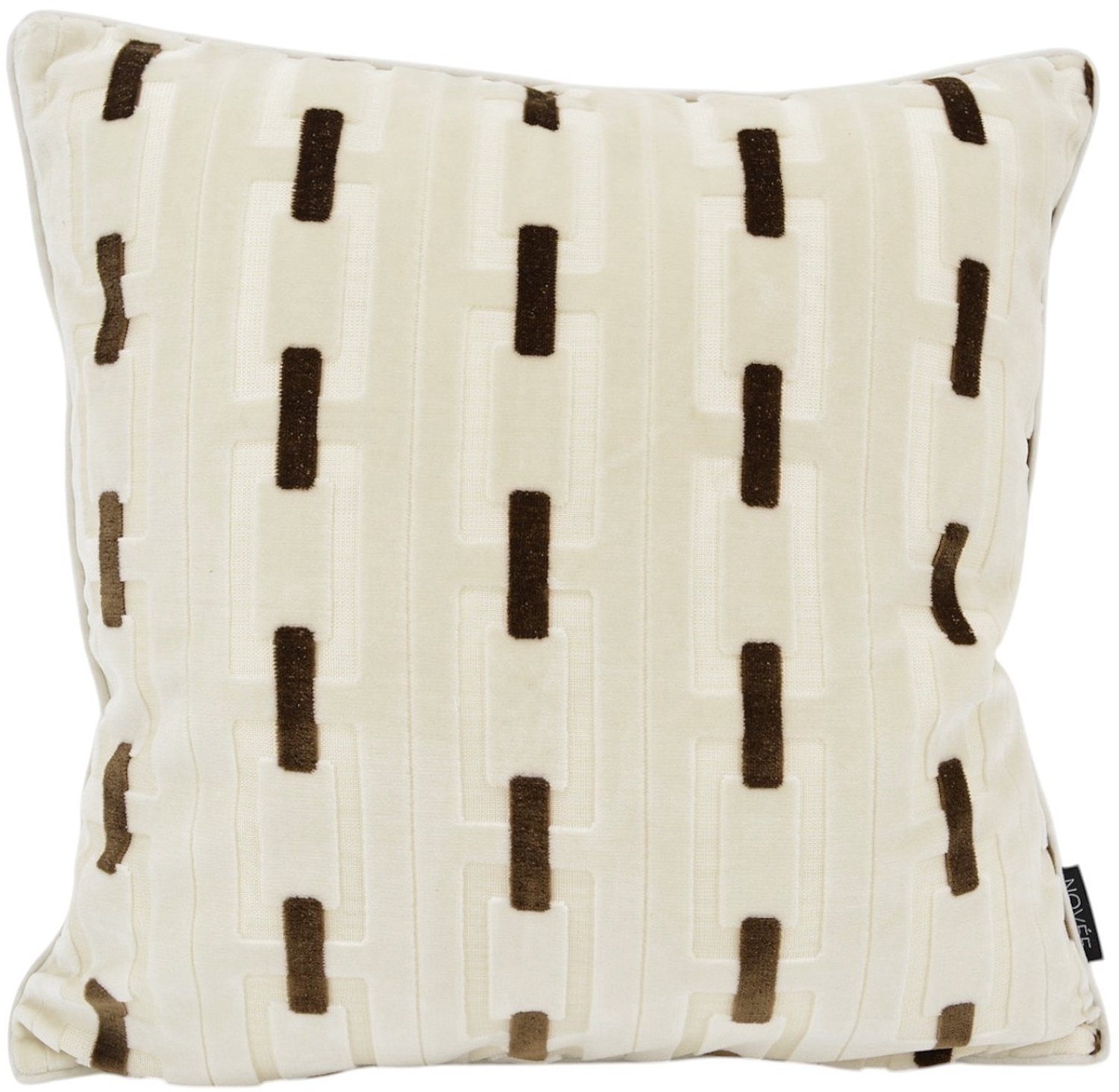 NOVÉE Sierkussen Chain Crème/Bruin | 45x45 cm | Velvet/Polyester