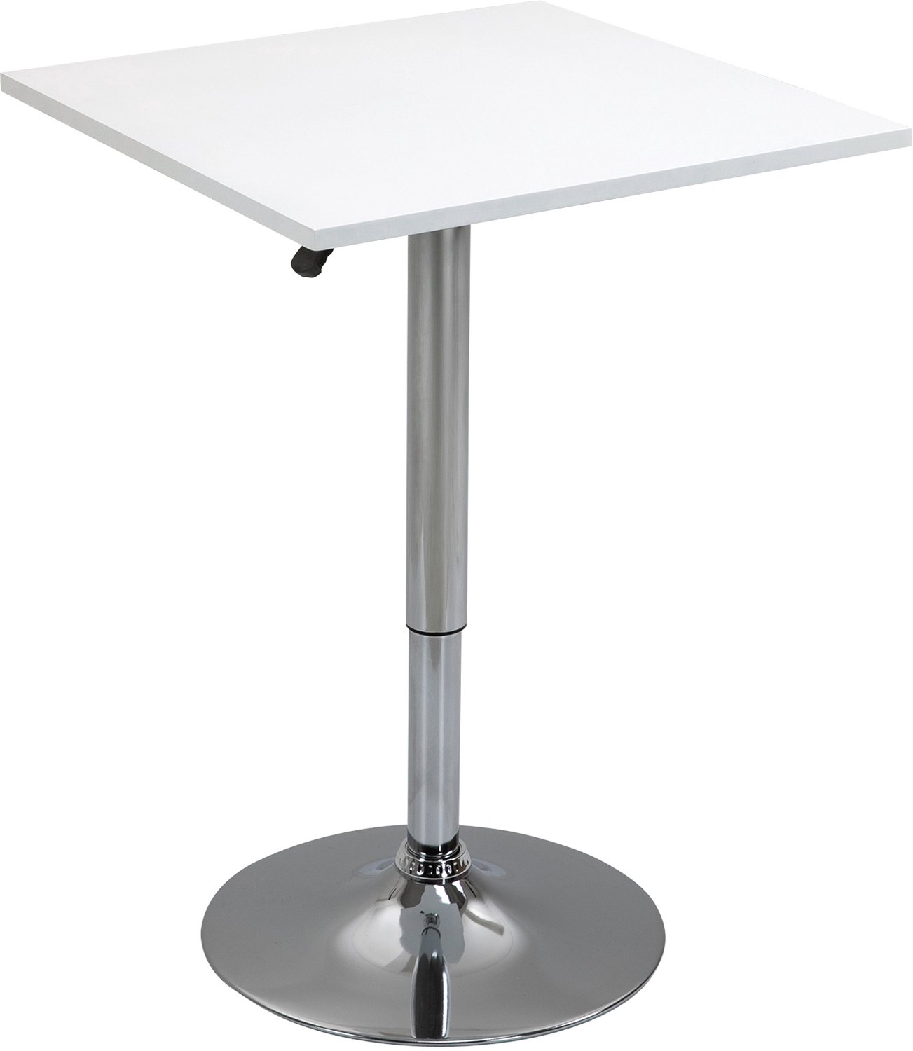 Lunpog Verstelbare Bartafel 60 x 60 x 69-91 cm - Wit - Hoge Tafel - Bar Tafel voor Keuken - Woonkamer en Thuisbar - 360° Draaibaar Tafelblad
