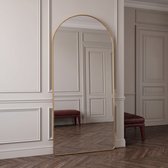 Boogspiegel Goud - 75x180 CM - Wandspiegel - Staande Spiegel met Metalen Rand - Zwart - Kleedkamer Spiegel - Wallmore spiegel