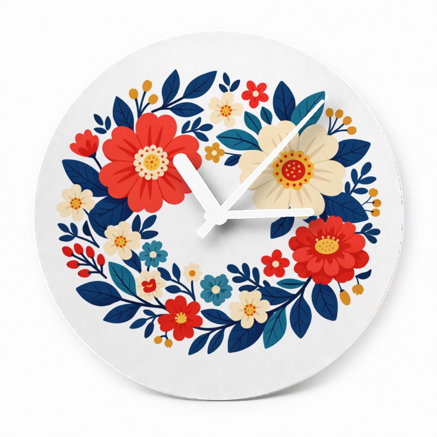 Mr Cadeautjes Glazen klok Ø 20 - design Een nieuwe retro-cadeauprint met een botanische rand en een | cadeau Wit