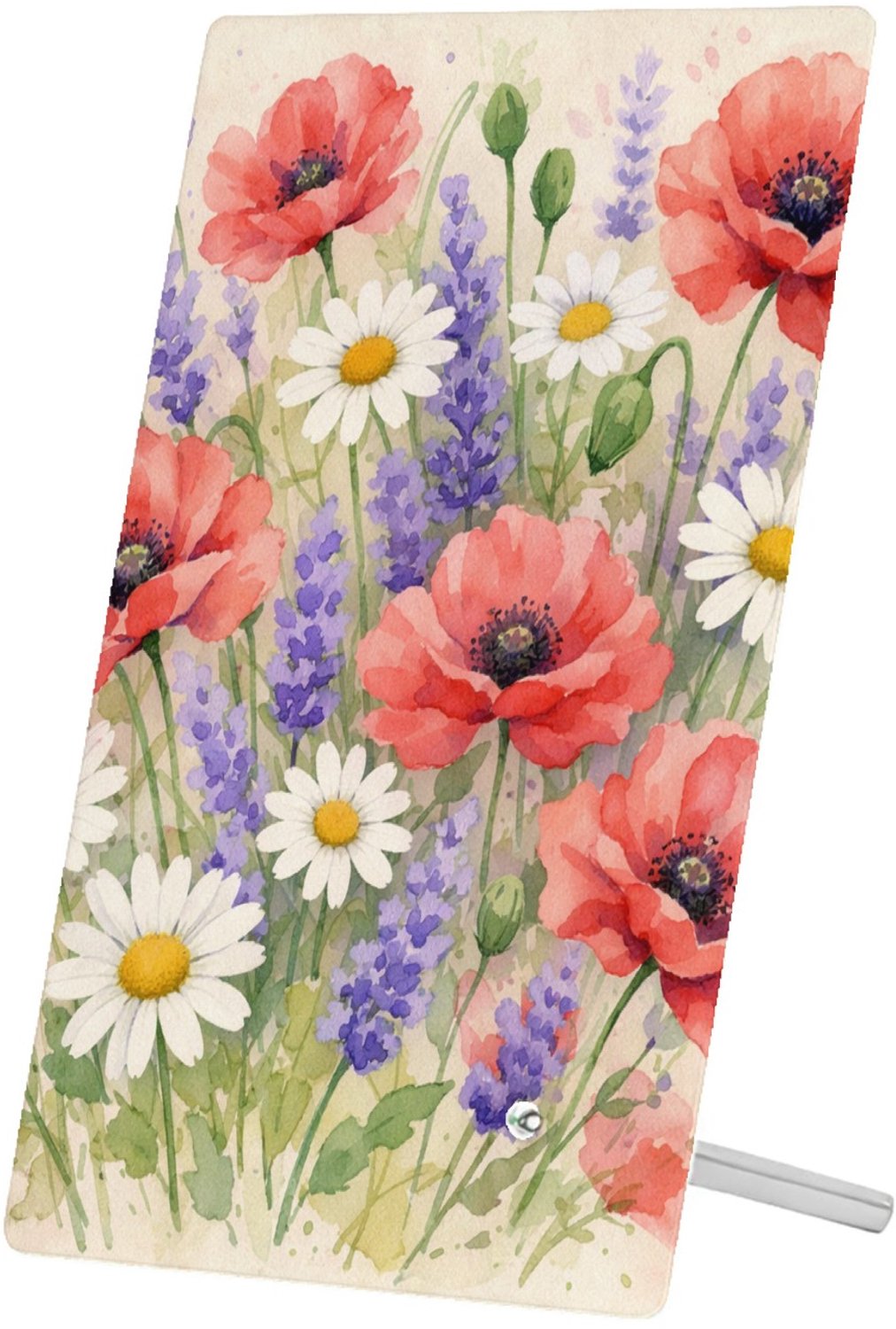 Mr Cadeautjes Glasframe 11 x 16 - design Aquarel wilde bloemen | cadeau Wit