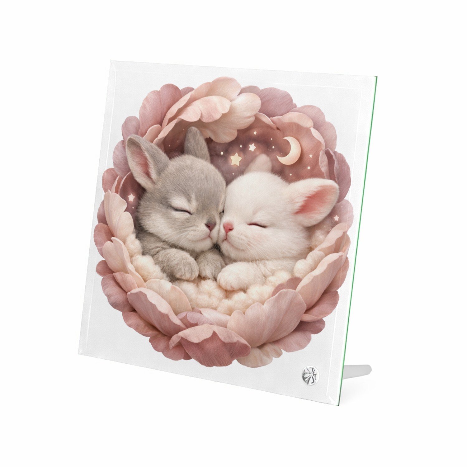 Mr Cadeautjes Glasframe 20 x 20 - design Een sprookjesachtige close-up met een dierlijk hoofdonderwer | cadeau Wit