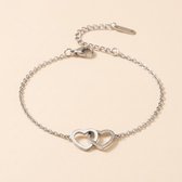 Lundholm luxe Armband Dames zilver kleurig Hartjes - Liefde Armband Sieraad Cadeau - Premium Stainless Steel Jewellery - love bracelet - zilveren Schakelarmband - My Alice Serie - in luxe Geschenkverpakking - Vrouwen Cadeautjes